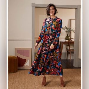Boden | Women's Tropical Print Tiered Maxi Shirt Dress